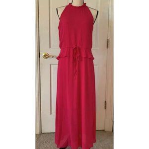 Sam Edelman Dress Pink Halter Ruffle Mock Neck Tie Waist 4 New